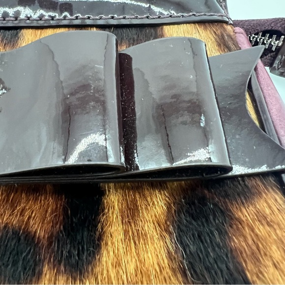 My Flat in London Leopard Wristlet Bag Patent Bow Crystal Brooch Y2K Glam - Picture 15 of 15